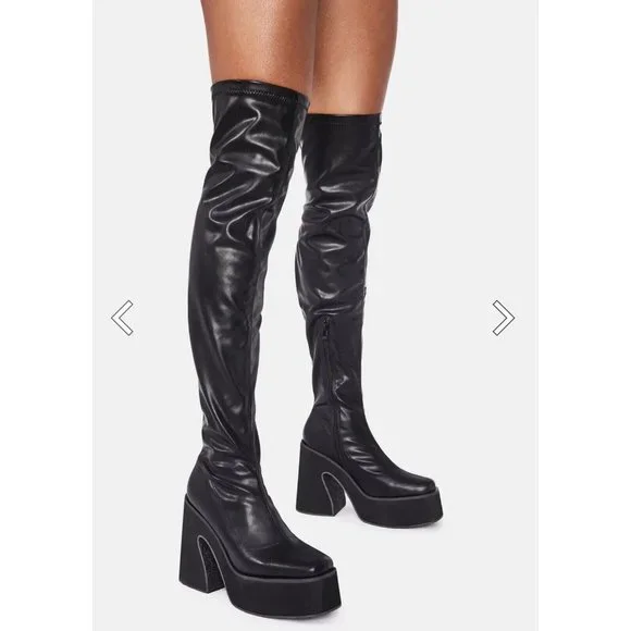 koi Shoes Koi Footwear Damar Thigh High Boots Vegan Leather